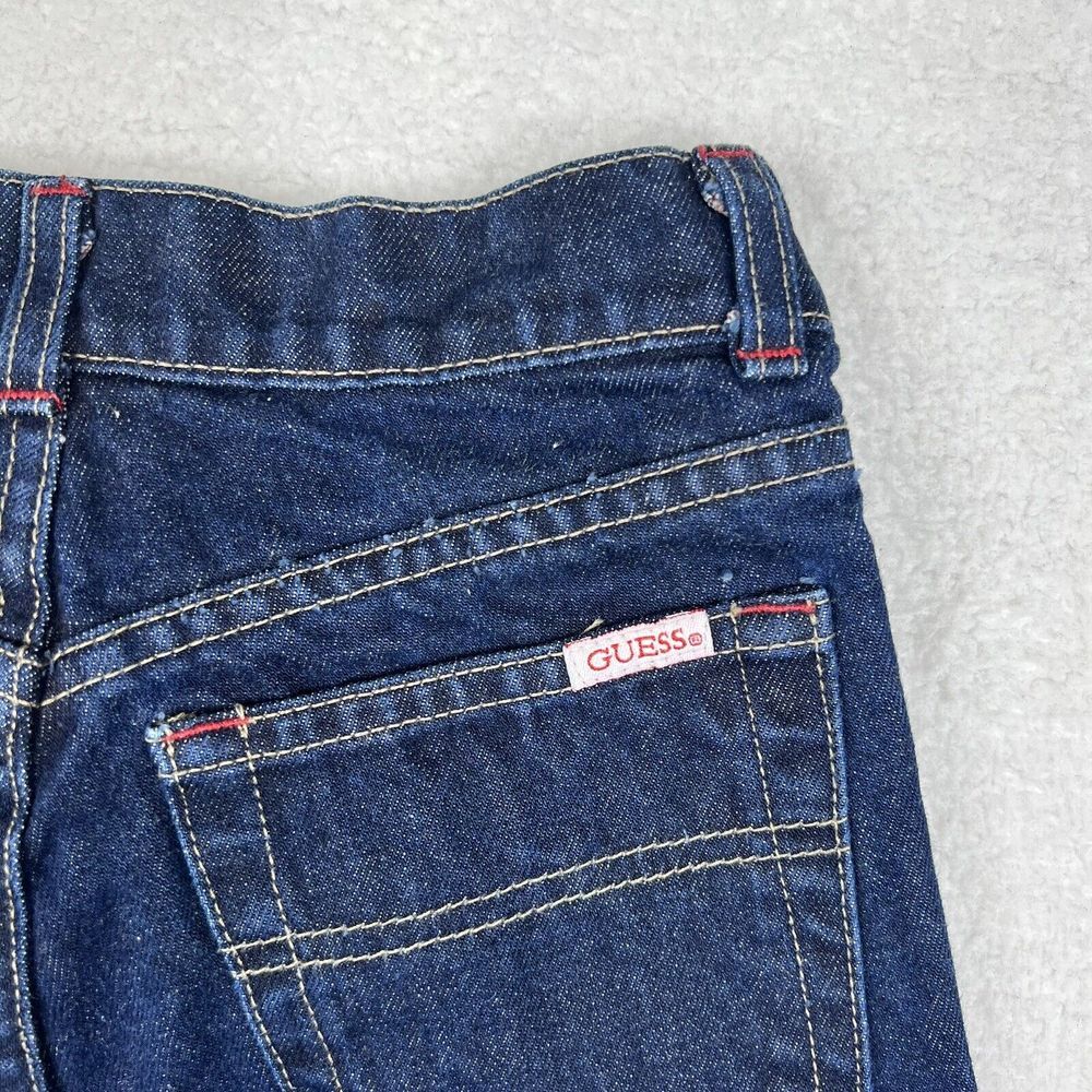 Vintage Guess Jeans Kids 10 Dark‎ Blue Flap Pocket Straight Denim Y2K Made USA - Picture 9 of 12